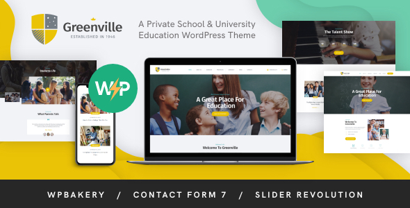 Elevate your educational website with the Greenville Private School WordPress Theme - stylish