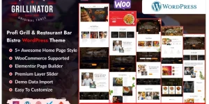 Discover Grillinator – the ultimate Food Grill Restaurant Elementor WordPress Theme! With its elegant design