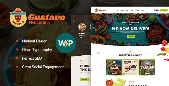 Transform your restaurant website with the vibrant Gustavo theme. Enjoy easy customization