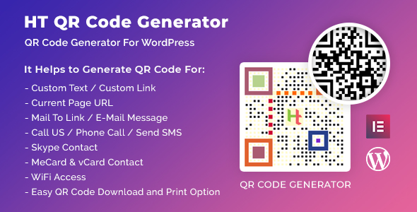 Effortlessly create and integrate custom QR codes with HT QR Code Generator for WordPress. Fully compatible with ThemeForest themes. Subscribe to Bevaultx!