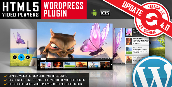 HTML5 Video Player WordPress Plugin contains 3 video players: right-side playlist