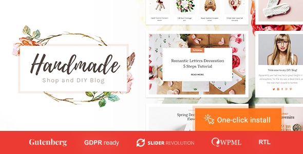 Elevate your creative shop with Handmade Shop: Handicraft Blog  Creative Shop WordPress Theme. Customizable