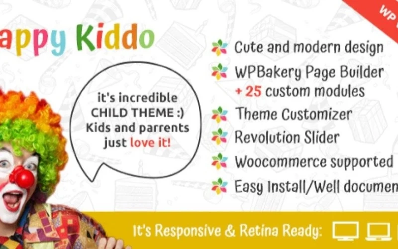 Happy Kiddo is easy to use multi-purpose WordPress theme. Pages in the demo are created with Visual Composer (Visual Composer is packaged with the theme) and other custom theme elements.