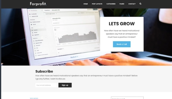 ForProfit is a clean and responsive theme for business-related and blog-focused sites. The ForProfit theme is excellent for businesses to promote their services along with a blog feature to educate their clients. The theme is fast