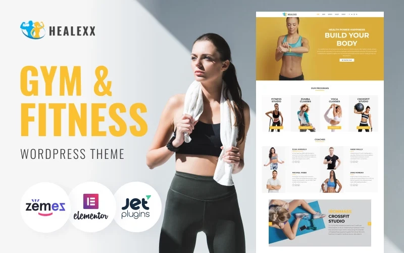 Present your gym in the most exciting way with Healexx theme. Let visitors learn more about your gym and provided services. There are pre-designed pages