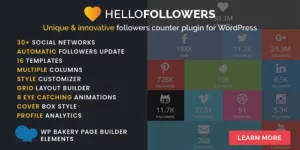 Unique and innovative followers counter plugin for WordPress that automatically displays followers/fans/subscribers from your social networks in attention grabbing way. It was never so easy to attack new followers directly from your site.