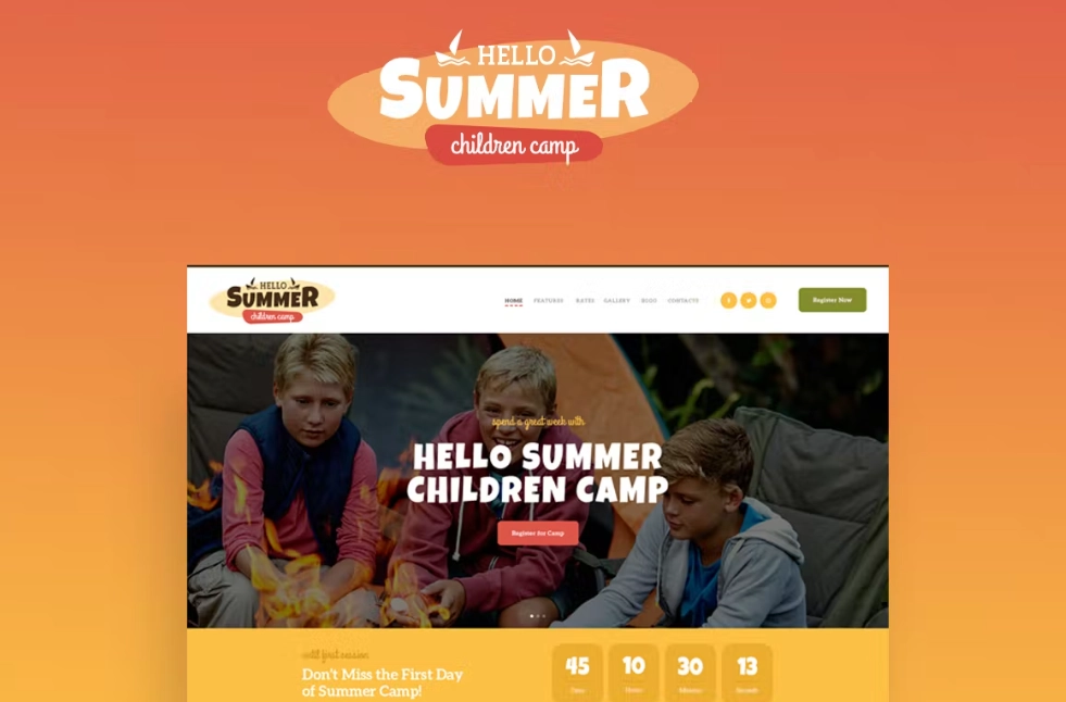 Hello Summer is a modern  alluring Summer Camp WordPress Theme built for summer children camp and kids activity center company. It will be perfect for campers