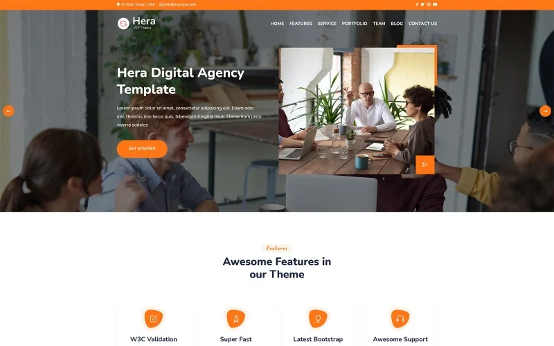 Hera is Responsive Digital Agency One page WordPress Theme Unique and clean Design. It makes for corporate/business websites