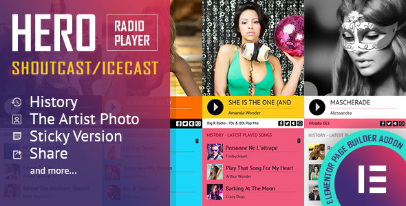 Get the Hero - Shoutcast and Icecast Radio Player Widget for Elementor. Seamlessly integrate radio features