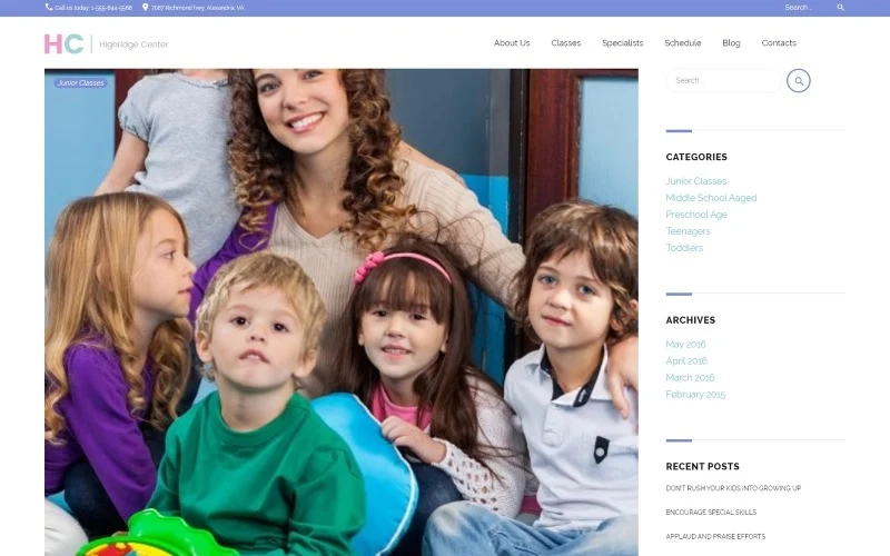 Highridge Center is an eye-pleasing Day Care WordPress Theme exclusively created for kindergarten