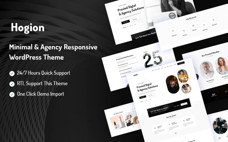 Hogion is a Minimal  Agency WordPress Theme. your business with Hogion