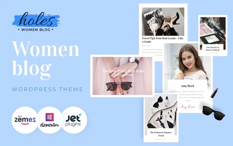 Attract women’s attention all over the world to your blog using a bright Holes theme. You will be able to present interesting and relevant information on different topics on the pre-designed pages