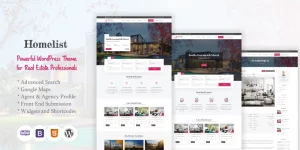 Homelist is a professional WordPress theme for real estate businesses