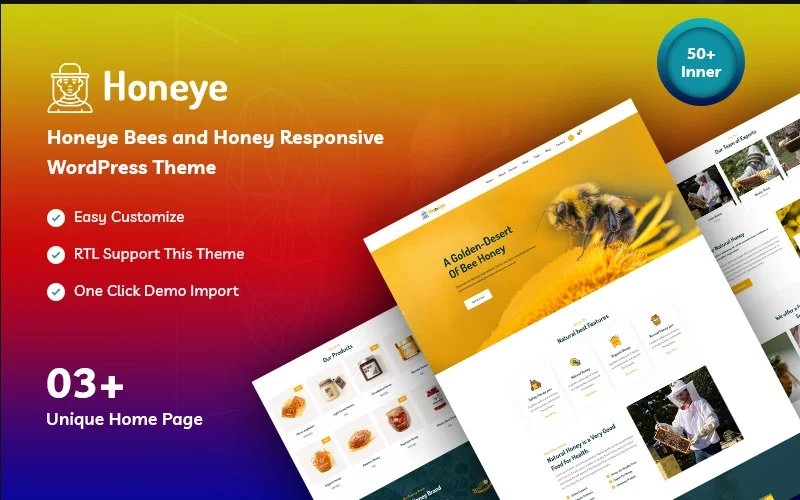 Honeye is a bee and honey responsive WordPress theme. You can create websites with anything of a new design