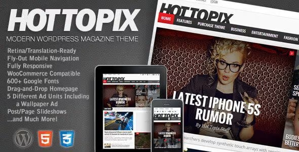 Hot Topix is the complete makeover for your Wordpress magazine site! This ultra-modern