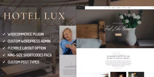 Hotel Lux theme becomes a hotel website so easily that you will love it right away – tremendous functionality and sophisticated design work smoothly together to create you a great hotel and resort website. Easy customization and unlimited color options let you easily adapt Hotel Lux theme to your hotel…