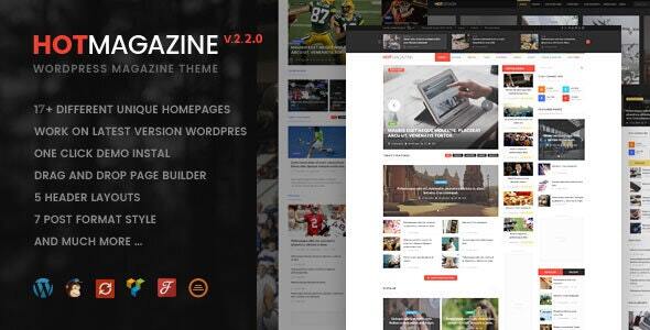 HOTMAGAZINE is a comprehensive WordPress theme for widespread use. It will works good as a News Website