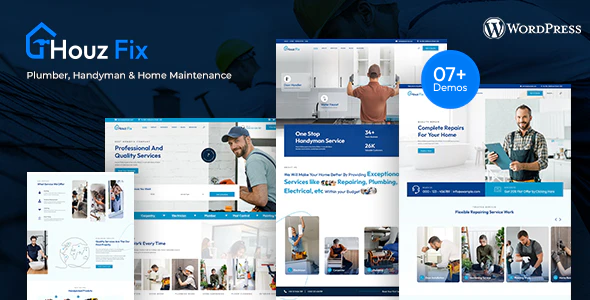 Create an impressive service website with Houzfix - Plumber Handyman Services WordPress Theme. Fast