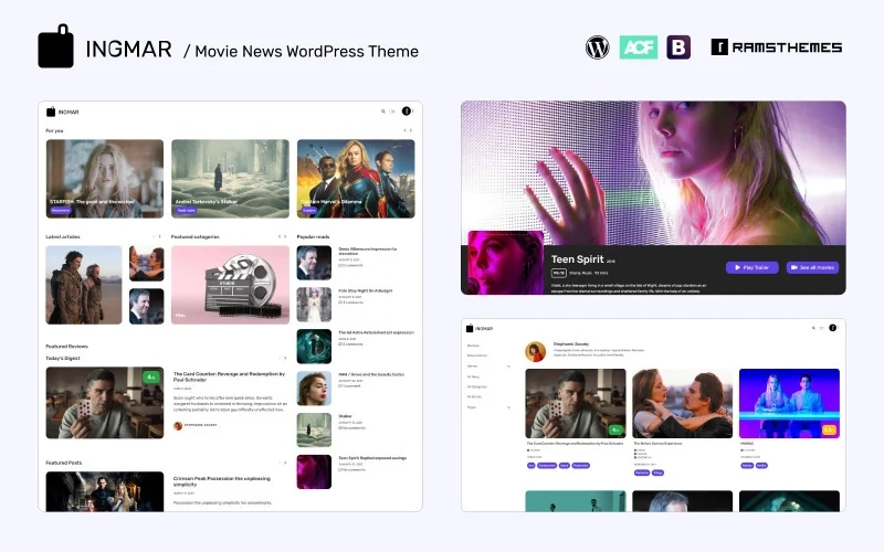 INGMAR is a WordPress Theme for movie or news blogs