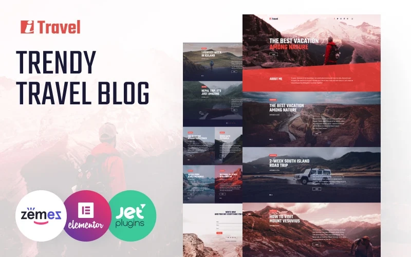 It has never been so easy to share your impressions of trips and journeys from all around the world as right now with the travel blog website template. This kind of template is ideal for a single traveler