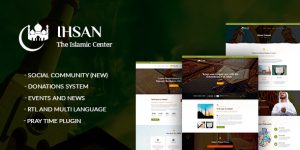 Create an engaging Islamic prayer center website with the Ihsan theme from ThemeForest! Sermon management