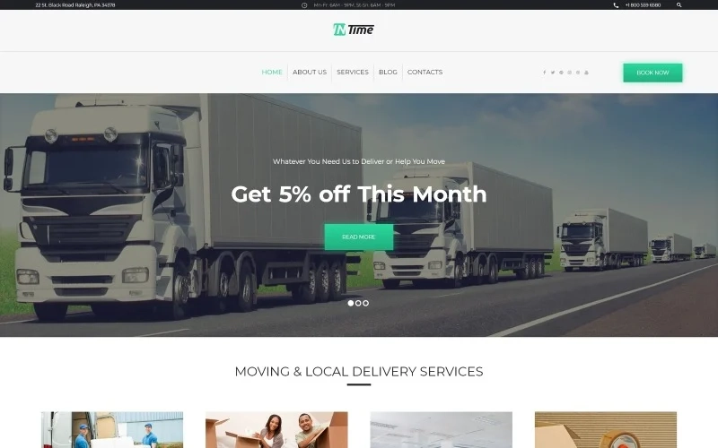 InTime is a fully editable and fully responsive Delivery Services WordPress Theme