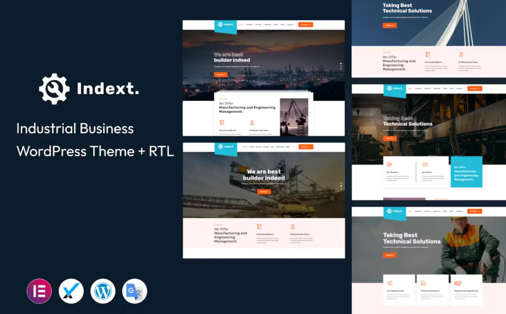 Discover Indext - the ultimate Industrial Business WordPress Theme! With its sleek design