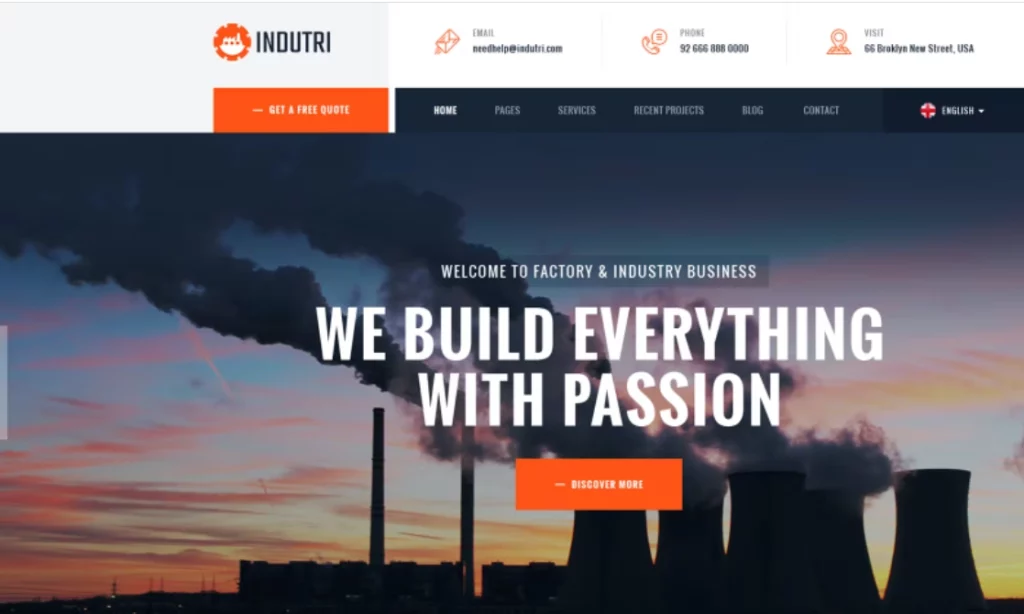 Indutri – Factory  Industrial WordPress Theme developed specifically for all types of industry