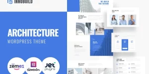 Take a chance and explore the architecture design theme powered by WordPress and designed with Elementor and Jet plugins. The theme is built on a combination of blue and white colors