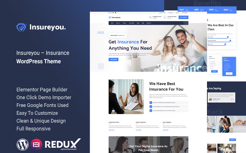 Discover Insureyou – a premium Insurance WordPress Theme designed for agencies and brokers. With customizable layouts