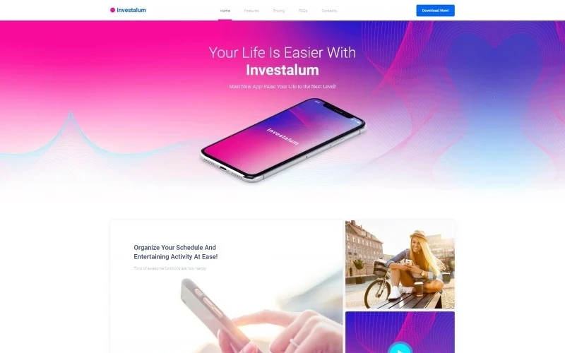 Find the most bright and breathtaking design of this theme specially developed for App website. With Investalum WordPress Theme you will be able to build highly functional website dedicated to any App. The theme was crafted on Elementor page builder basis