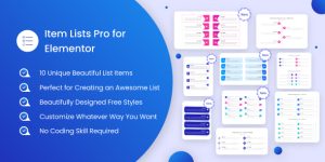 Elevate your WordPress site with Item Lists Pro for Elementor. Create stunning