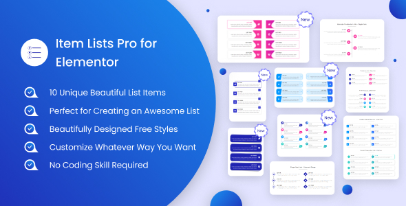 Elevate your WordPress site with Item Lists Pro for Elementor. Create stunning