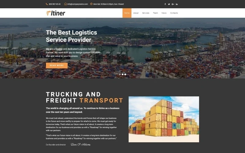 Do you want to inform about your logistics company in the most engaging way? Then pay your attention to Itiner theme