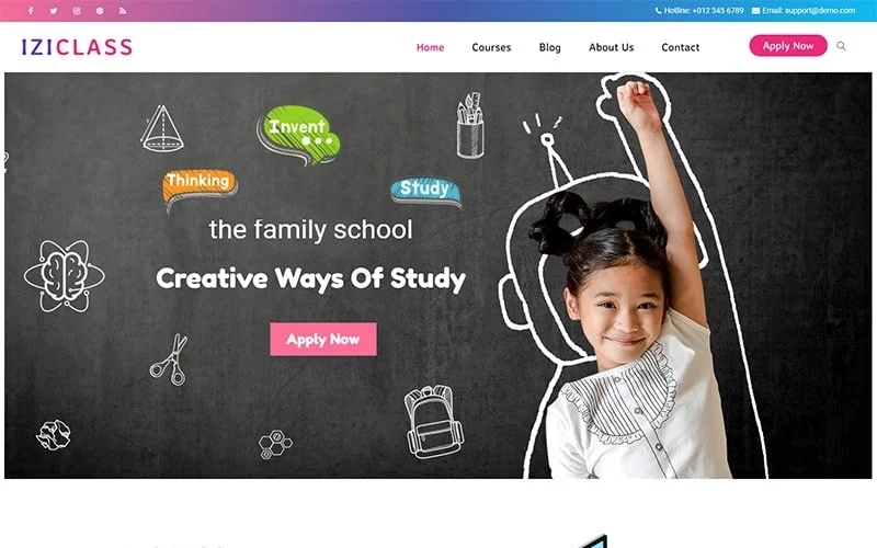 Iziclass is a modern and simple WordPress theme for preschool