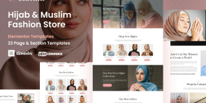 Jamila is an Elementor Pro Template Kit for E-Commerce built in WooCommerce and WordPress. The template kit comes with 23 templates meticulously curated to embody the essence of hijab and fashion for muslims