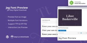 A powerful font preview plugin easily showcases your font with your favourite themes that support the Easy Digital Downloads plugin. Easily Sell Fonts with Easy Digital Downloads! Sell ​​your fonts using the most widely used eCommerce WordPress plugin: Easy Digital Downloads and show a live preview of your fonts where…