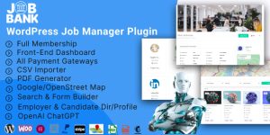 Build a professional job portal using the JobBank plugin Features Drag  drop and Sort Job form builder Drag  drop and Sort Job listing fields builder by categories Open street Map Google Map Elementor Widget Gutenberg Block Color Settings Multi Locations/Categories/ Tags Ajax Apply CSV Job Importer PDF Maker…