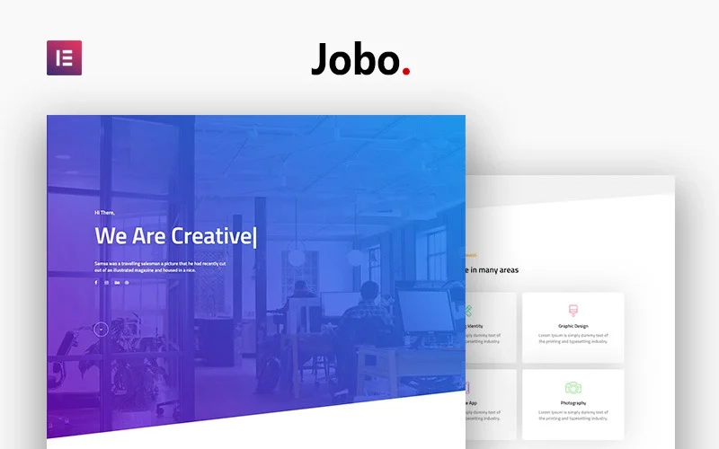 Jobo Portfolio is a portfolio focus WordPress theme. It provides responsive clean and minimal WordPress for your creative portfolio web site. You can use this portfolio template for: agency