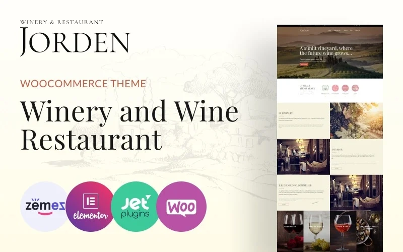 Jorden is a Wine WordPress Theme which design will make a lasting impression on your customers. Every single detail in this template was crafted carefully for a winery