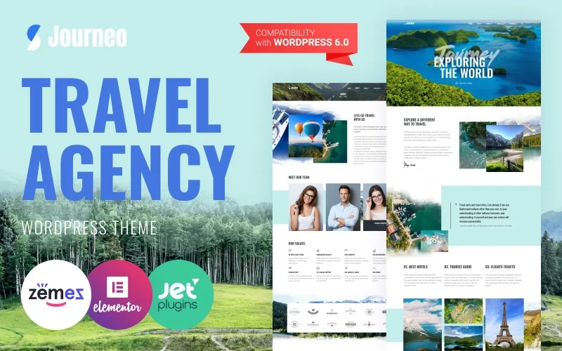 Journeo is an outstanding WordPress theme for presenting tourism services. With the theme you will create a profitable site for travel