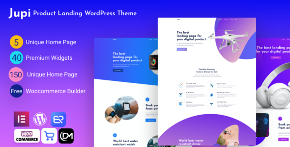 Create stunning product landing pages with Jupi WordPress theme. Responsive