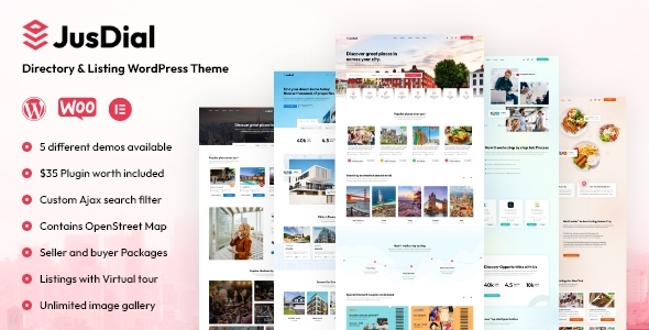 JusDial - Directory and Listing WordPress Theme Looking to create the ultimate directory or listing website on WordPress? Meet JusDial - Directory and Listing WordPress Theme