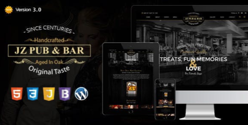 Jz Pub  Bar WordPress Theme is modern