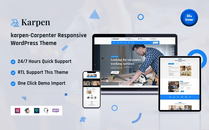 Karpen is a professional carpenter WordPress theme. It features a unique and clean design that is perfect for any professional needs. It is a minimal