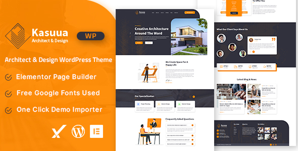 Kasuua – Architect  Design WordPress Theme which is perfectly suitable for architecture companies