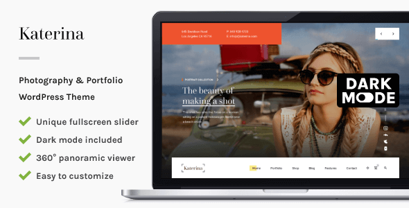 Katerina is a premium photography and portfolio theme designed to load quickly