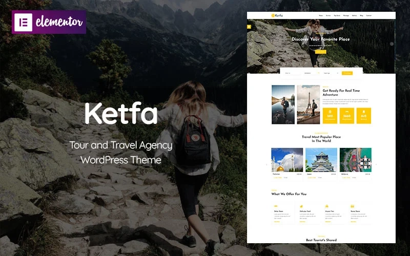 Ketfa is a Elementor Tour and Travel Digital Agency Stylish WordPress Theme that Developed for All type of Tour - travel