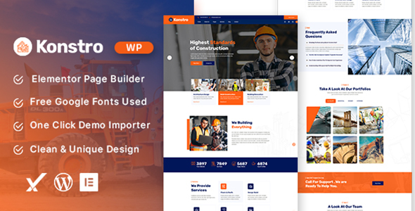 Boost your construction business with Konstro Construction WordPress Theme. Responsive