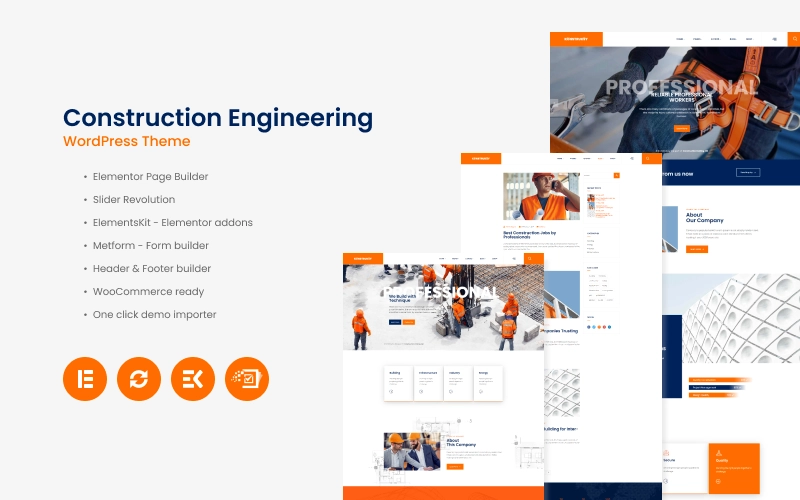 Konstruksy - Construction Enggineering Theme is an easy-to-use WordPress theme to speed up your website creation for construction company